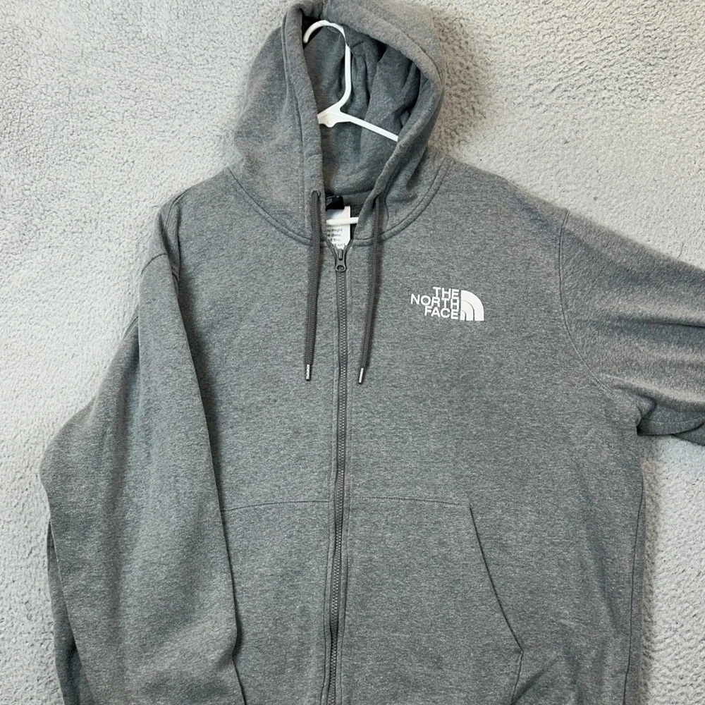 The North Face Hoodie Mens XL Full Zip Gray Sweatshirt Drawstring Pockets Logo